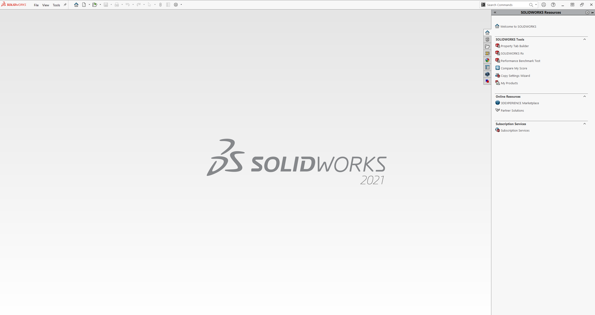 A screenshot of the SOLIDWORKS dashboard.