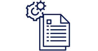 A icon showing documents with cogs