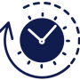 An icon showing a clock with an arrow around it