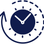 An icon showing a clock with an arrow going around it