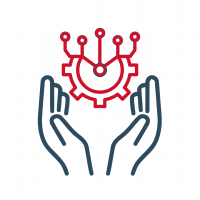 An icon showing a pair of hands with a cog