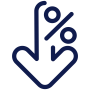 An icon showing a down arrow with a percentage sign.