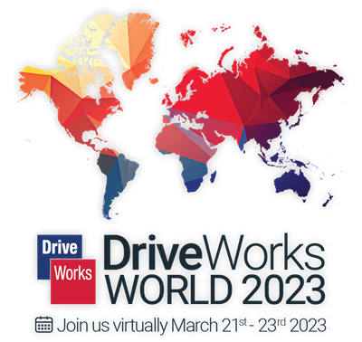 Logo for DriveWorks World 2023 - Text displayed says Join us virtually March 21st-23rd 2023