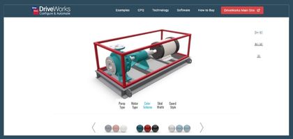 A screenhot of a configurator example on driveworkslive.com