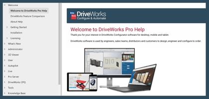A screenshot of the DriveWorks Pro Help File page