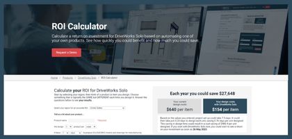 DriveWorks Solo ROI Calculator page.