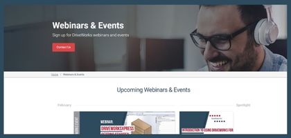 The DriveWorks Webinars & Events page.