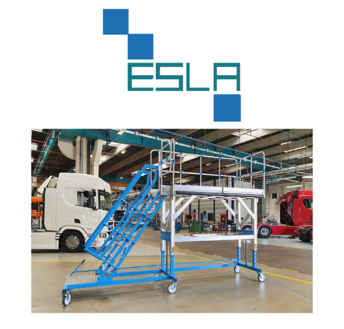 ESLA's logo and a picture of an ESLA ladder.