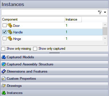 A screenshot of the Instances window inside SOLIDWORKS.