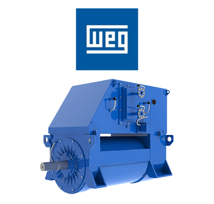 WEG Energia's logo and a WEG generator.
