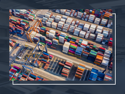 Images shows a shipping facility to demonstrate supply chain disruptions for furniture and fixture manufacturers