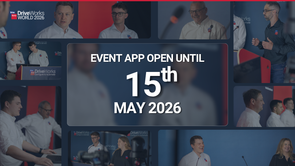 DriveWorks World 2026 event app still open